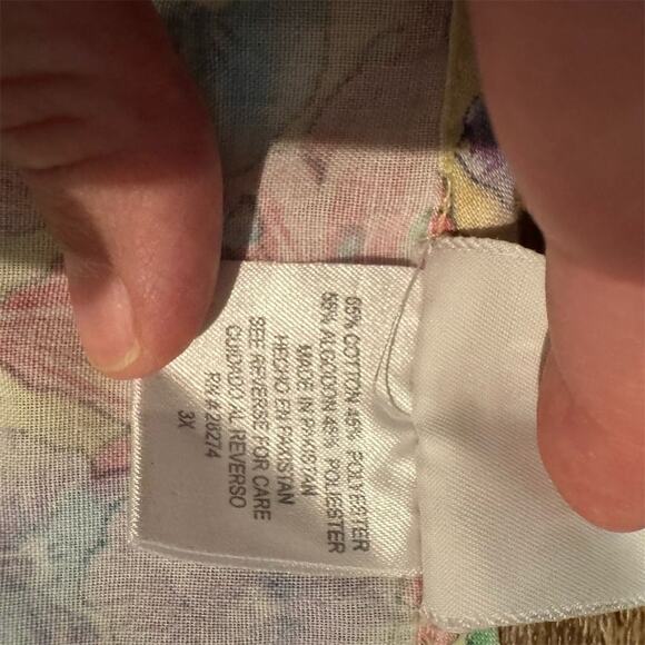 Simply Basic 3X Floral Print Sleeveless Knee Length Housecoat Pearl Snap Pockets - Picture 5 of 7